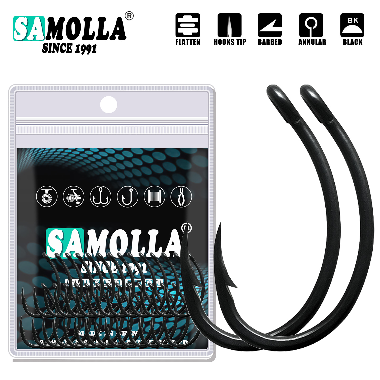 Fishing Hook Circle - 잉어 낚시 후크 PTFE 코팅 고탄소